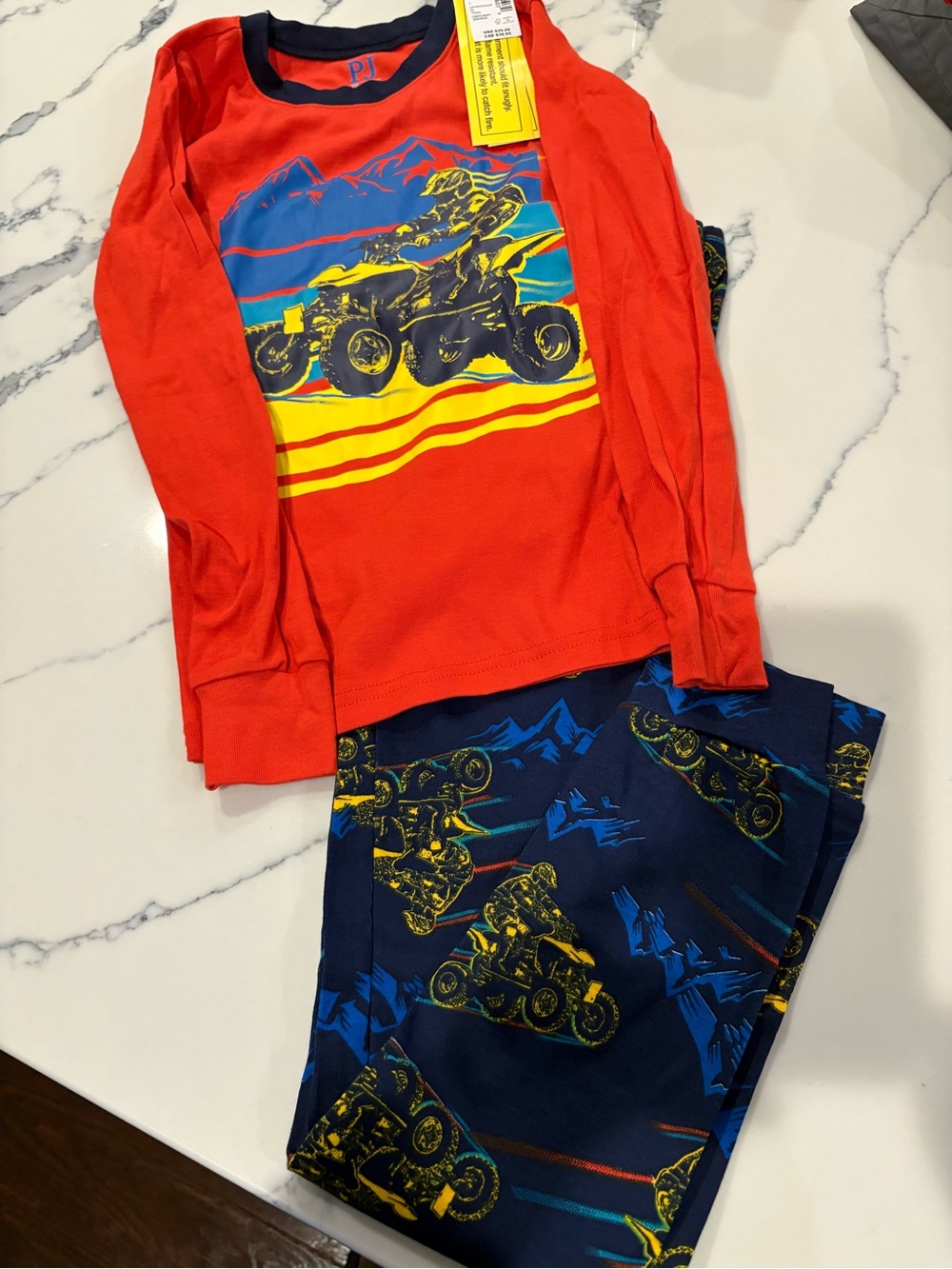 Place Red and Navy ATV Pajama Set with Yellow Accents